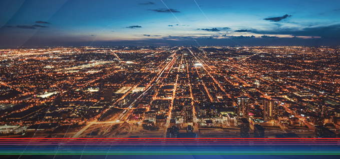 Overview of industrial site at night