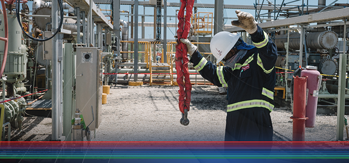 Pipeliner working at a facility