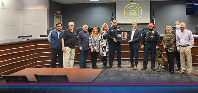 Donation presentation in Webster County for Anton the police dog